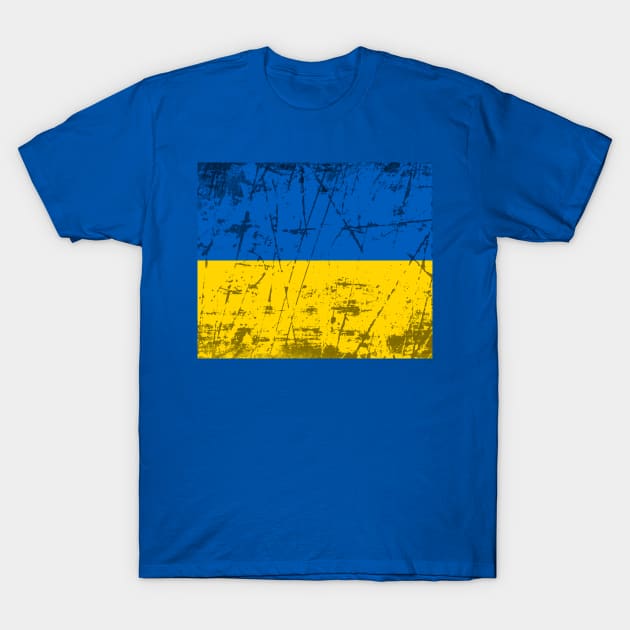 Distressed Ukrainian Flag T-Shirt by Scar